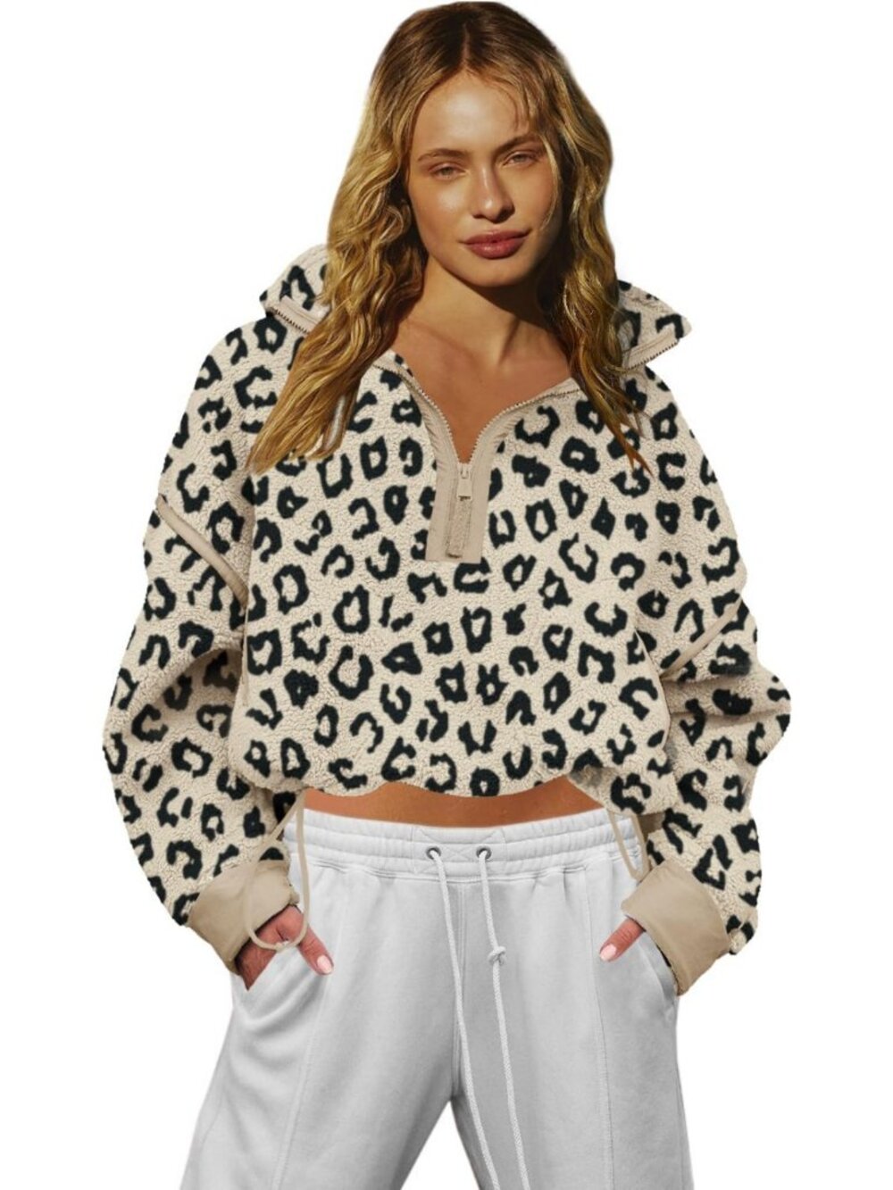 Cozy Women's Fleece Half Zip Sweatshirt | Long Sleeve Sherpa Jacket